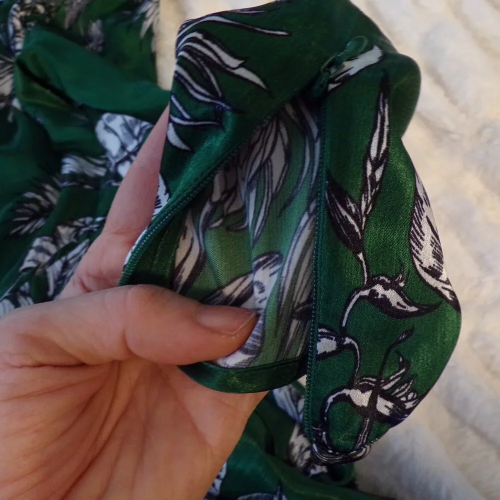 NWT Marchesa Notte green floral ruffle Midi dress 2